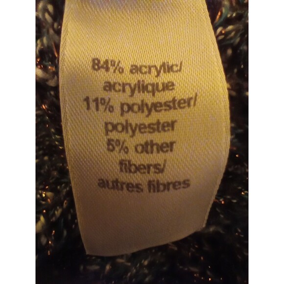 Maurices Womens Sweater Lg Green and Copper Metallic Open Knit Fabric 3/4 Sleeve - Picture 14 of 15